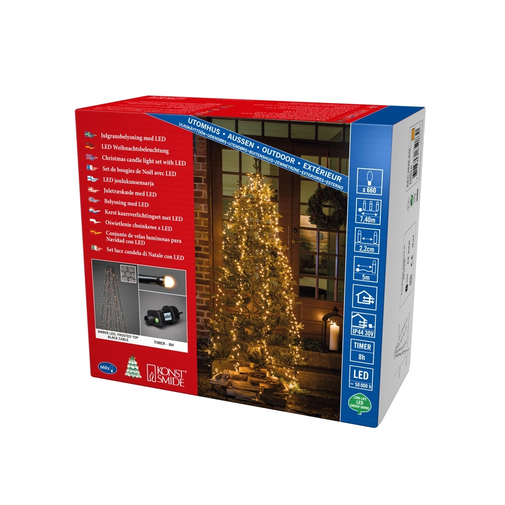 Verlichtingset 240cm - 6x 110 led - 2100K frosted voor kerstboom KonstSmide 7318306650830