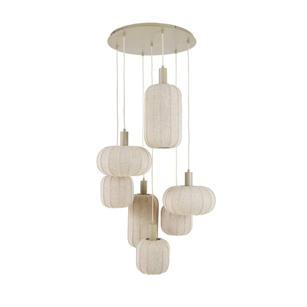 Japandi hanglamp Tufia 7-lichts zand bruin Light & Living 8717807872625