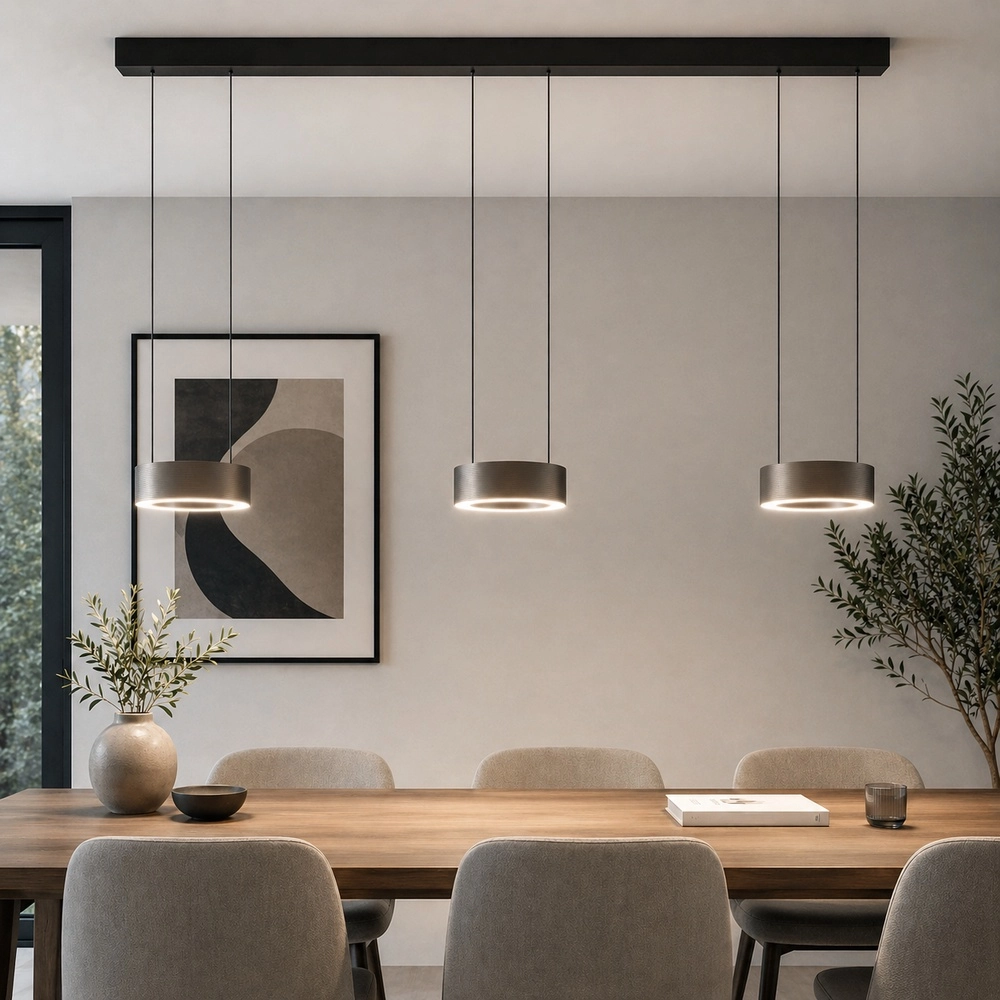Design hanglamp Axion 3-lichts zwart met bruin Brilliant 4004353477195