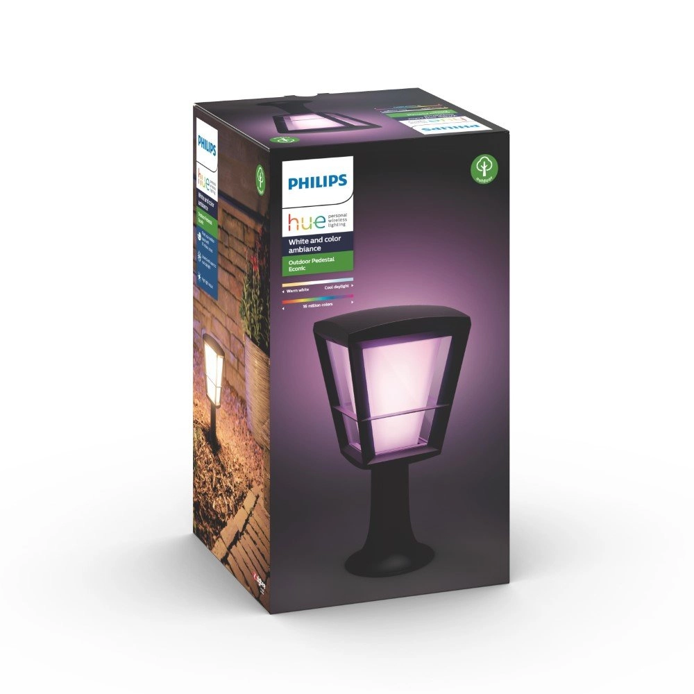 Sokkel Buitenlamp Hue Econic zwart vierkant Philips 8718696170595