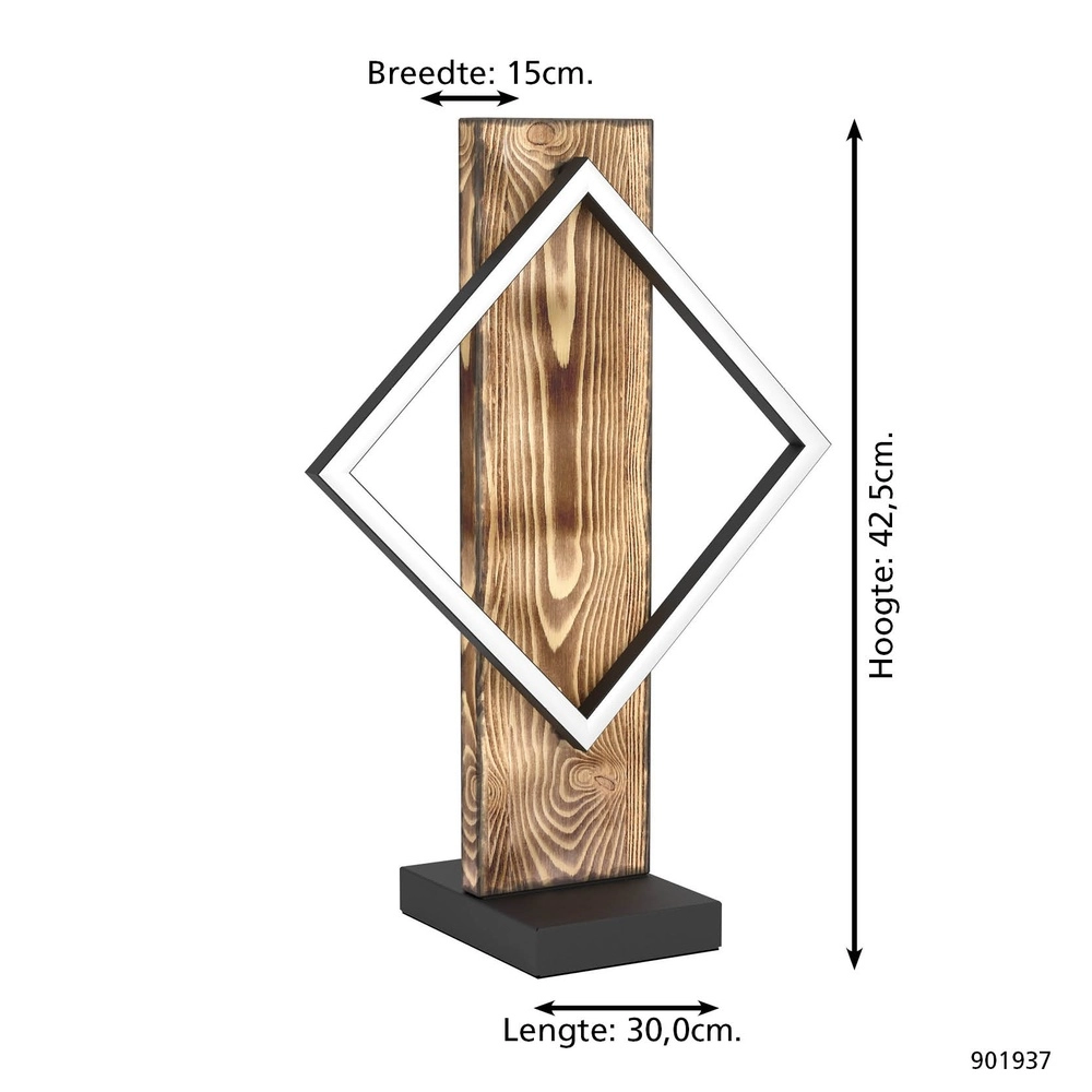 Design tafellamp Boyal zwart met donker hout Eglo 9008606351978