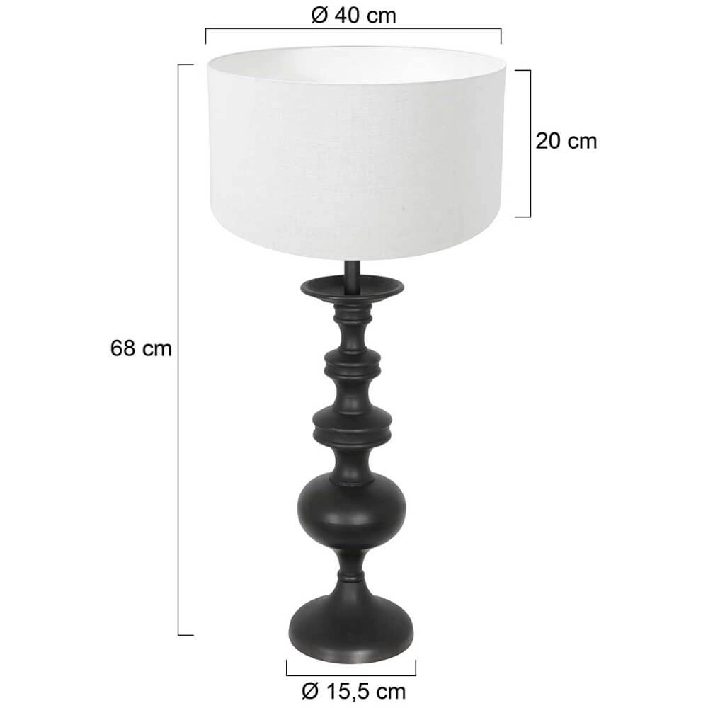 Klassieke schemerlamp Lyons C met witte linnen kap Steinhauer 8712746166767