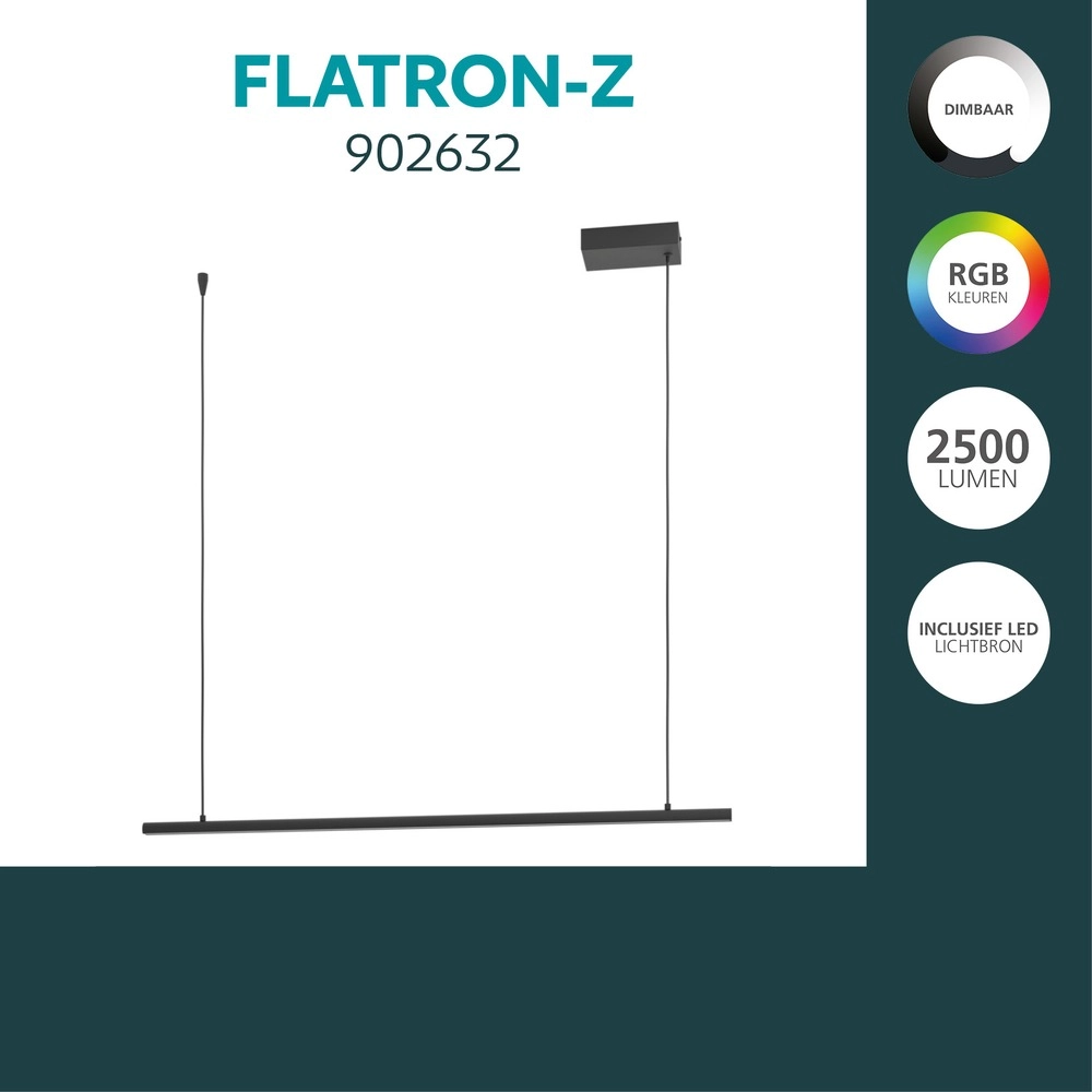 Smart hanglamp Flatron-Z zwart 100,5cm Eglo 9008606390571
