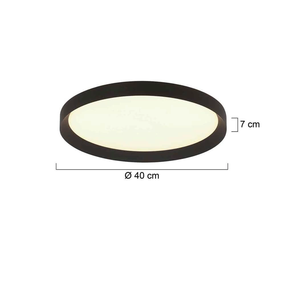 Strakke plafondlamp Flady zwart Ø 40cm Steinhauer 8712746171846