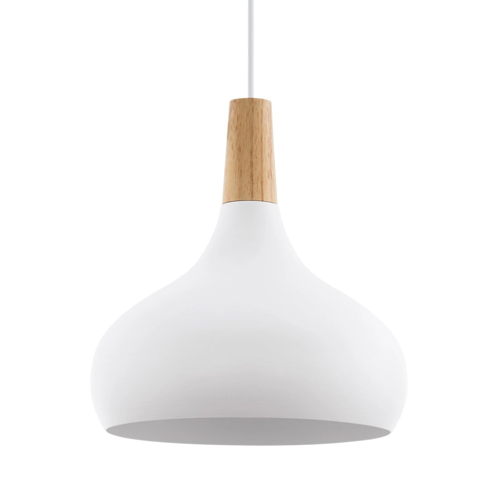 Moderne hanglamp Sabinar 28cm wit met houtbruin