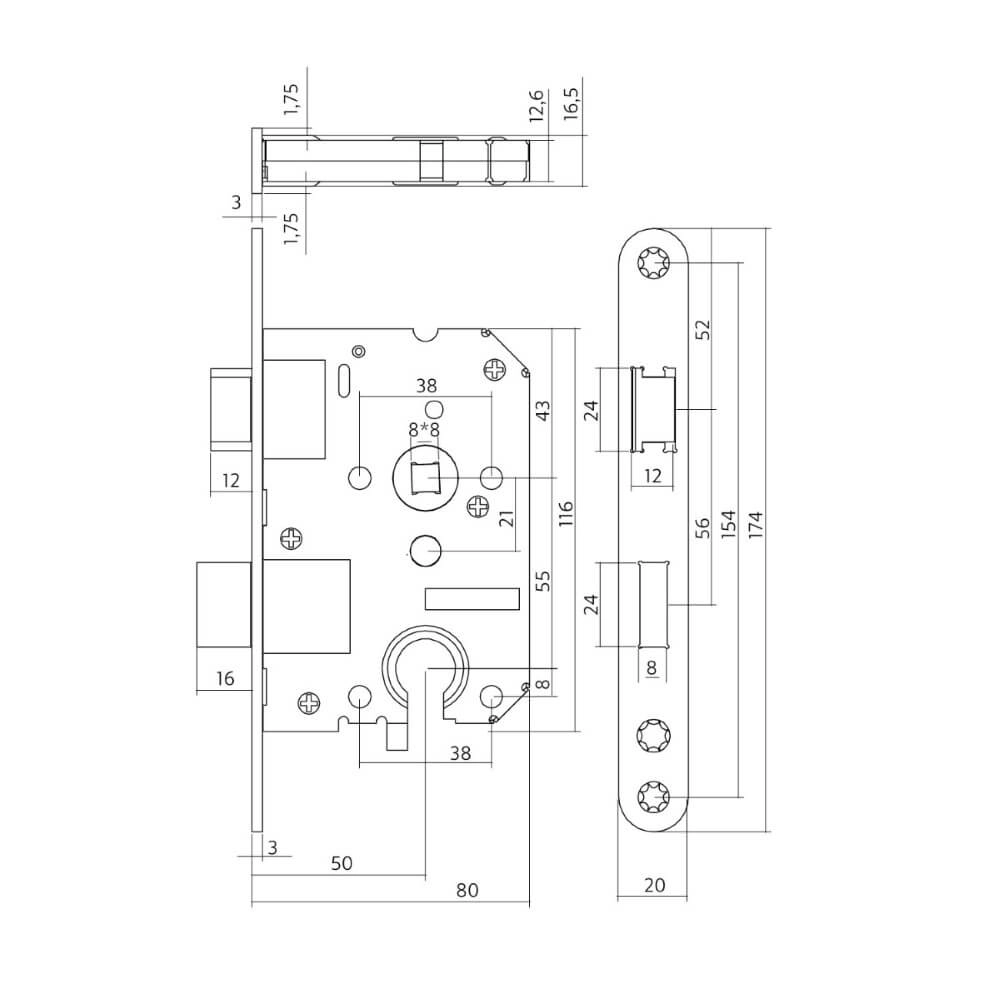 Slotkast cilinder Domus RVS 55mm Intersteel 8714186427354
