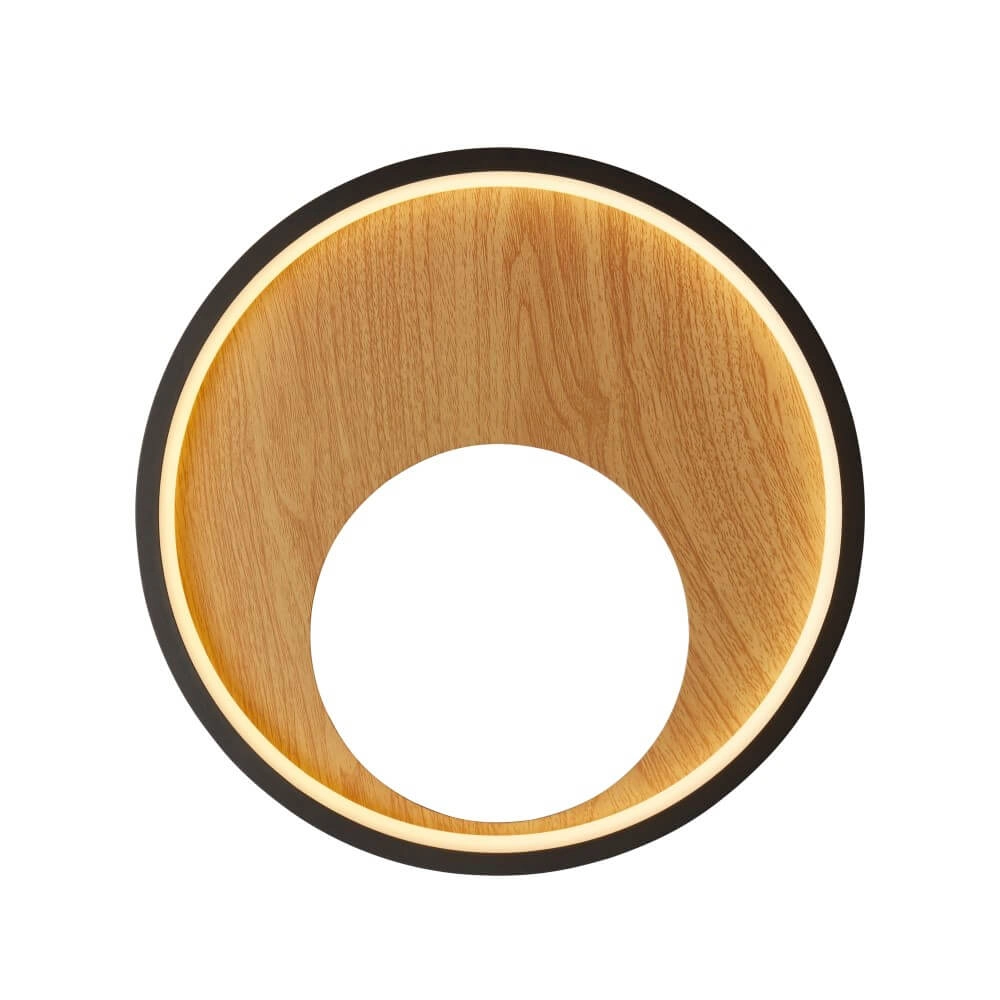 Wandlamp Curio zwart met hout Searchlight 5053423246437