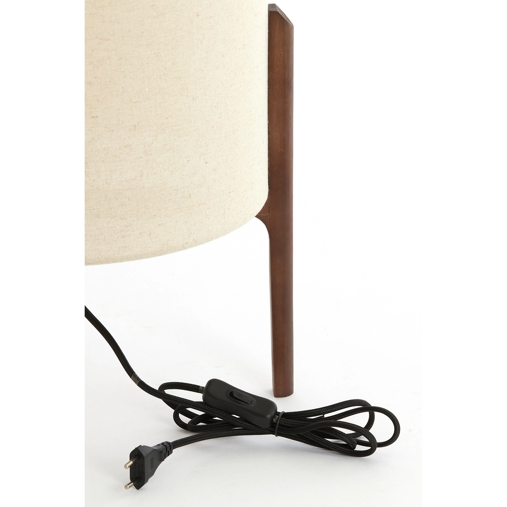 Schemerlamp Litto Ø 35cm - walnoot met naturel linnen Light & Living 8717807792718