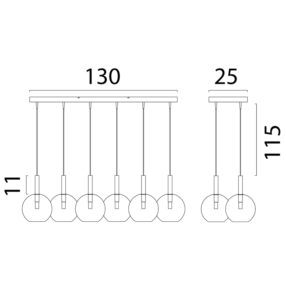 6L hanglamp Ø17cm Lido Ball met smoke-fading glas Masterlight 8718121324937