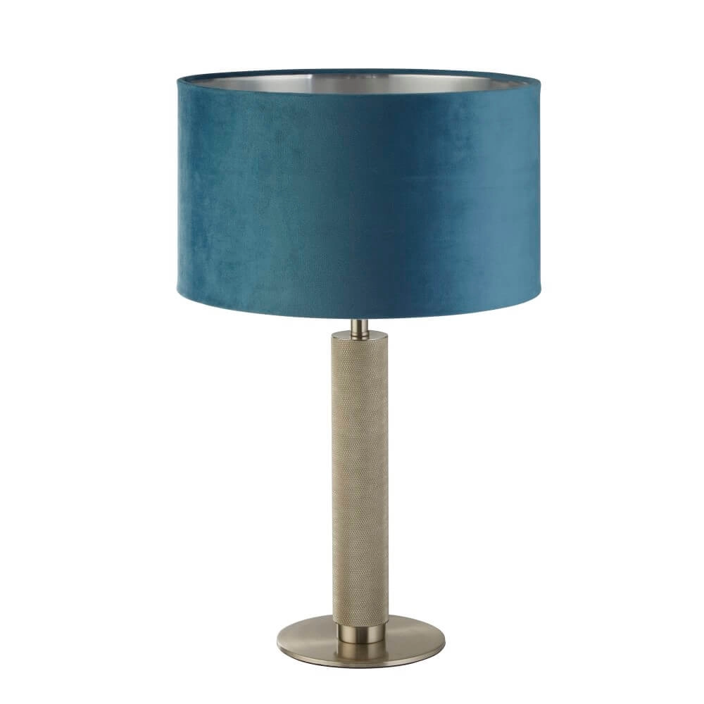 Tafellamp London goud met blauwe kap