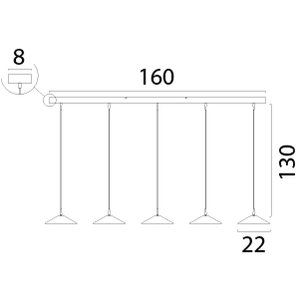 5-lichts hanglamp Ceppo zwart Ø 22cm Masterlight 8718121358482
