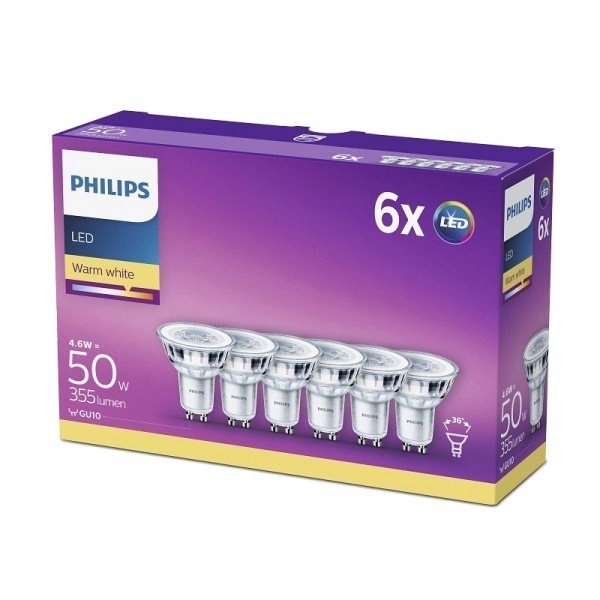 Lichtbron 4,6W - GU10 - Led (6x)