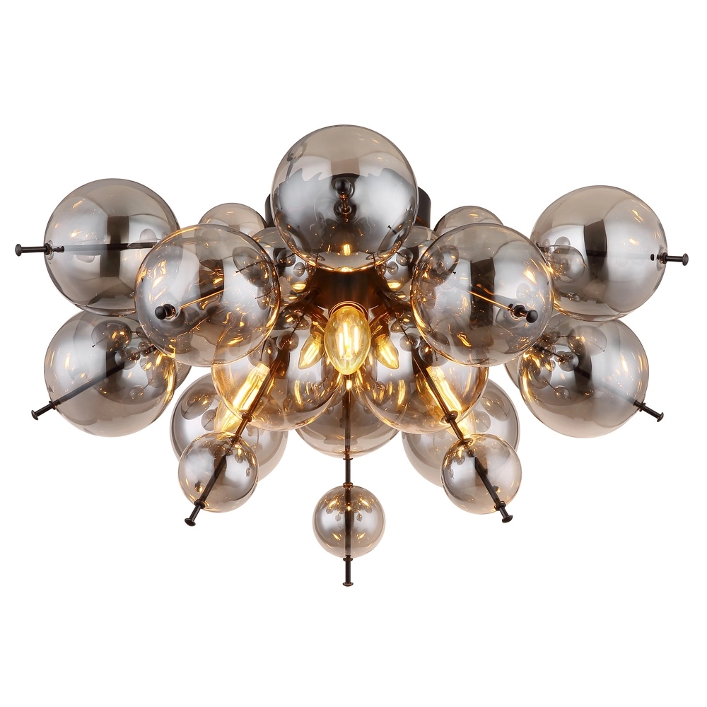 Unieke plafondlamp Udo smoke glas