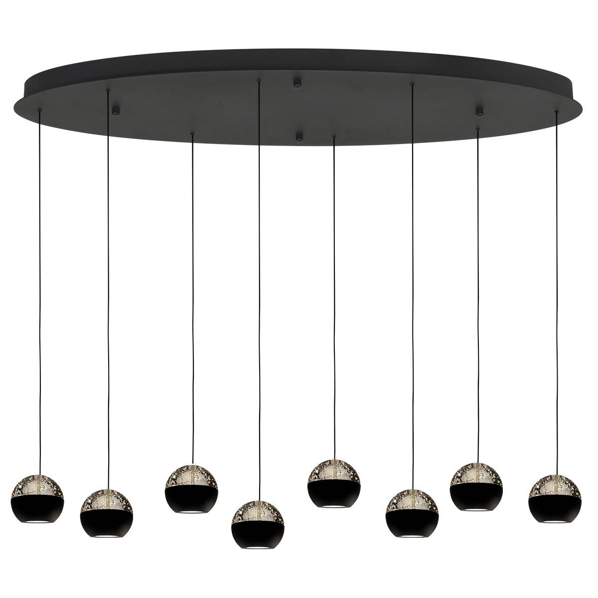 Ovale hanglamp Belluno 8-lichts led - zwart Steinhauer 8712746184006