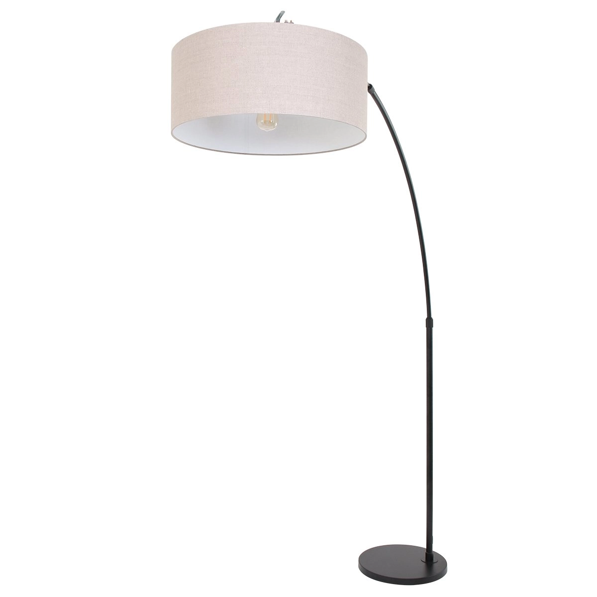 Arc lamp Gramineus 50 zwart met linnen lampenkap