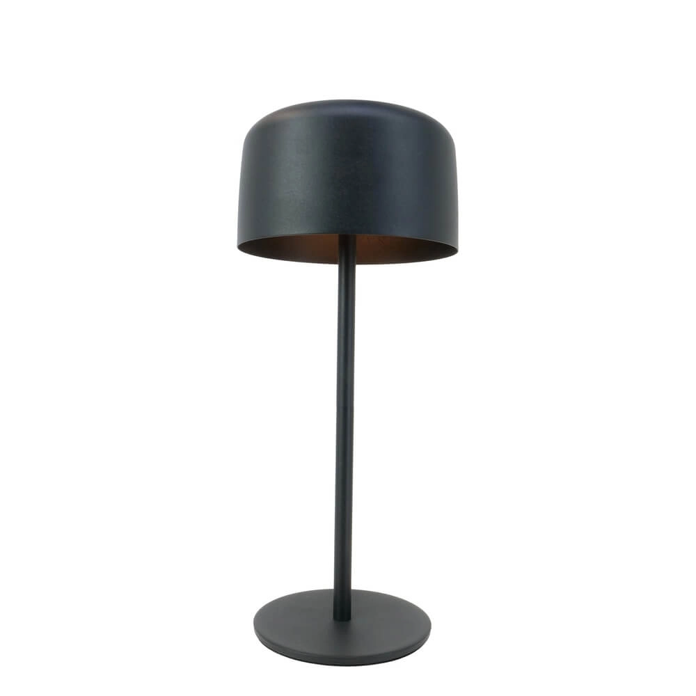 Strakke tafellamp Roccanova solar zwart met usb