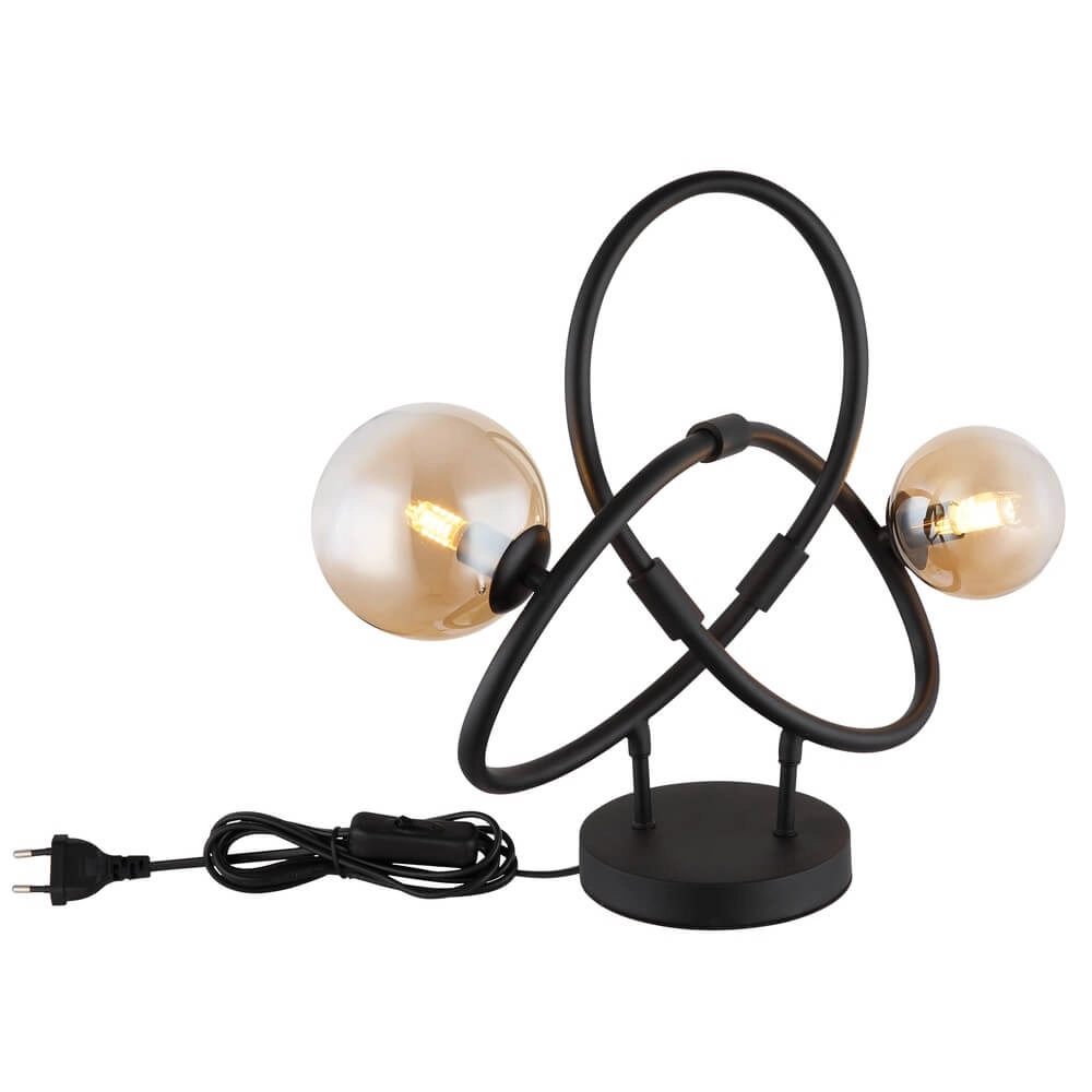 Zwarte tafellamp Tuberius design 2-lichts Globo 9007371452446