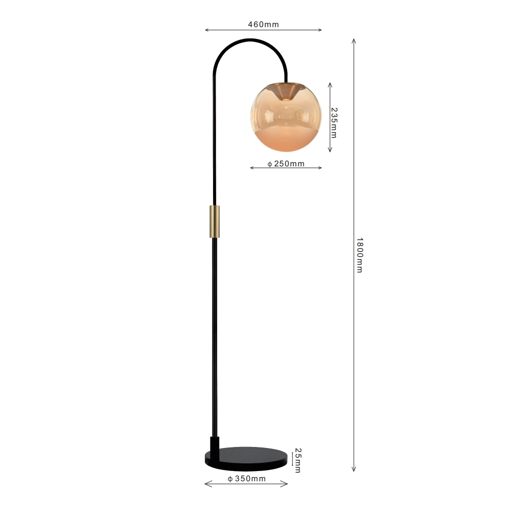 Vloerlamp met glazen bol Yvonne ETH 8720195311669