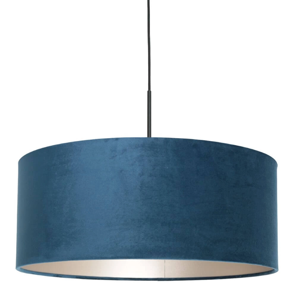 Hanglamp Sparkled zwart met blauw velvet