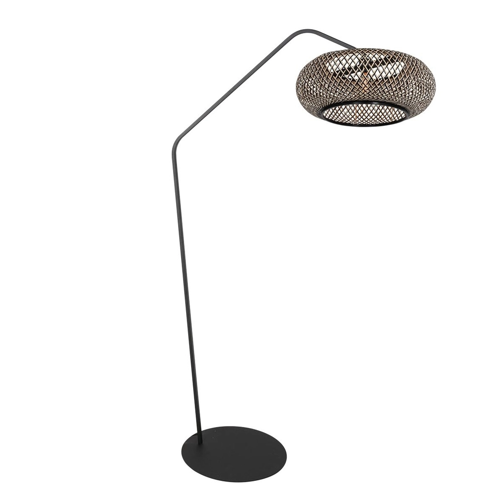Booglamp ZigZag met zwart en rotan kap