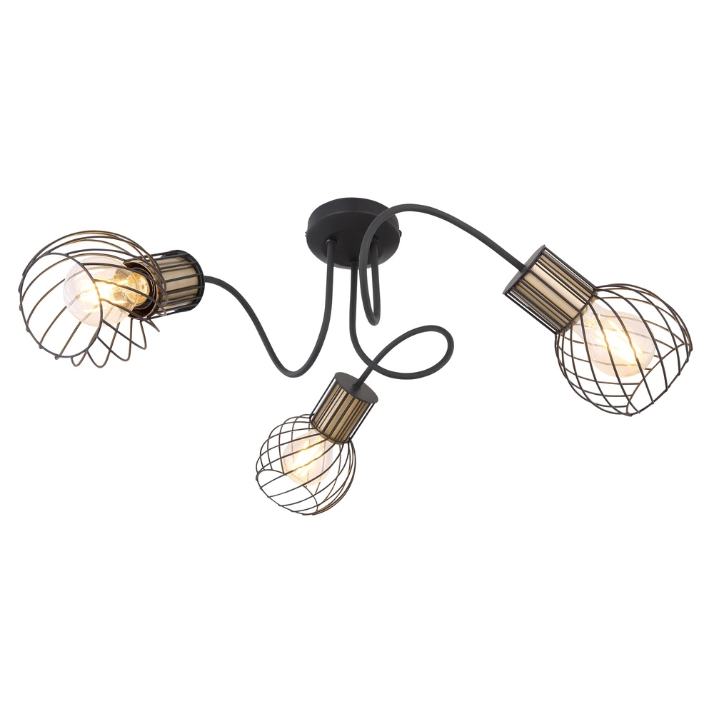 Plafondlamp Argusto 3-lichts zwart