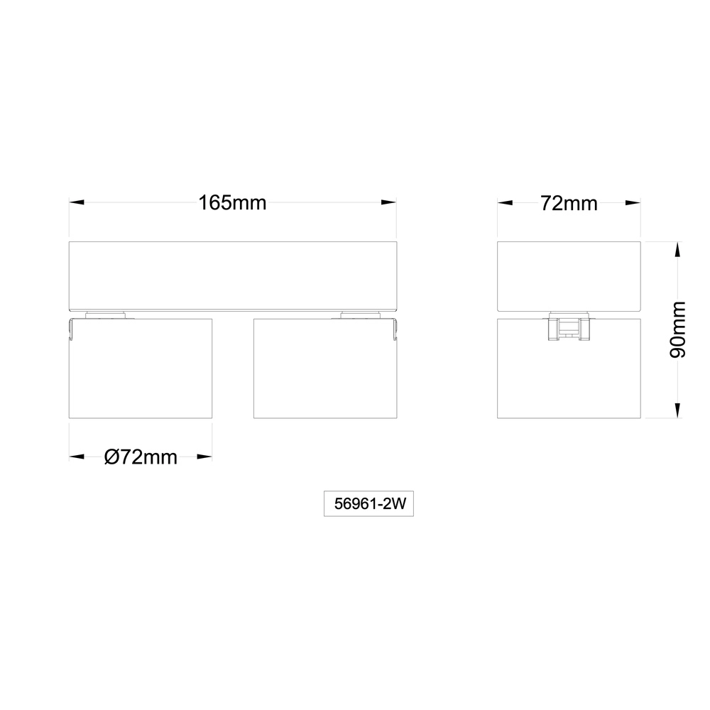 Strakke plafondlamp Rae 2-lichts wit Globo 9007371450640