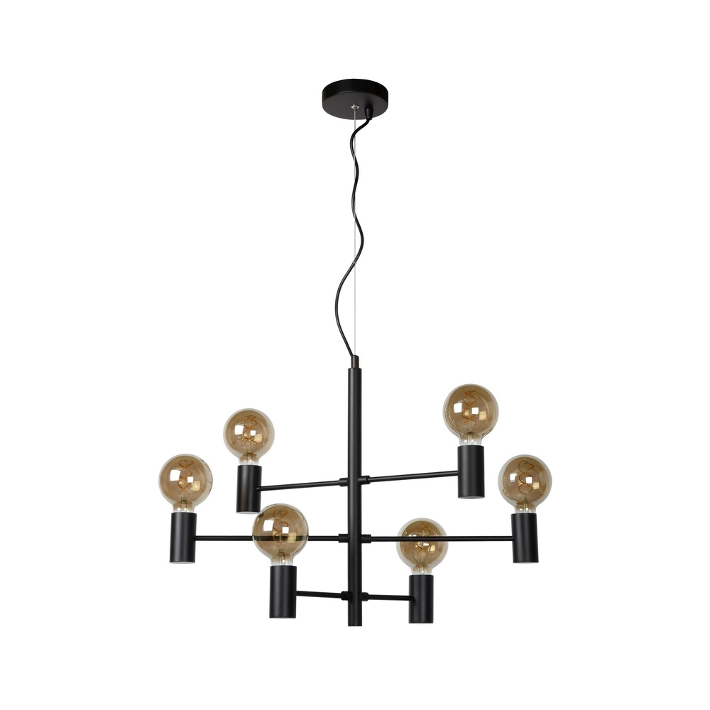 Hanglamp Leanne 6-lichts zwart
