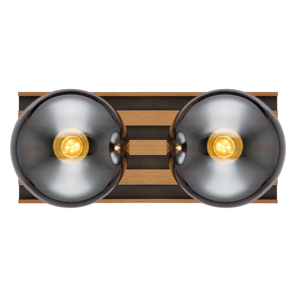Plafondlamp Parsons 2-lichts zwart met hout Globo 9007371579099