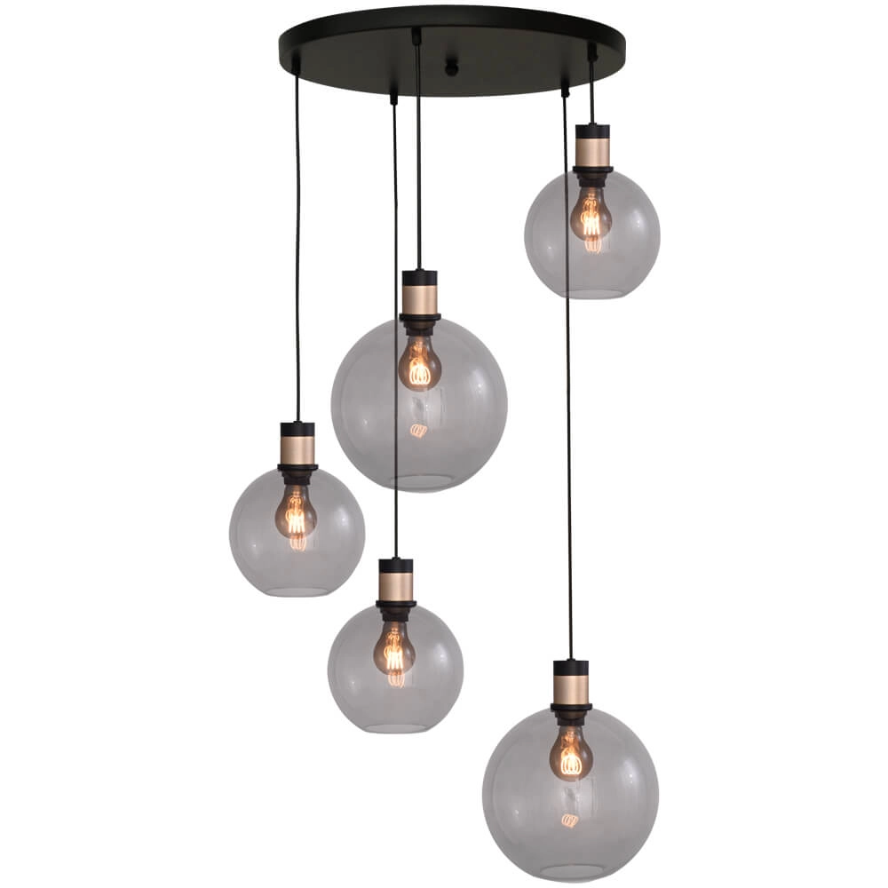 Vide hanglamp Lazise 2 5-lichts goud met zwart