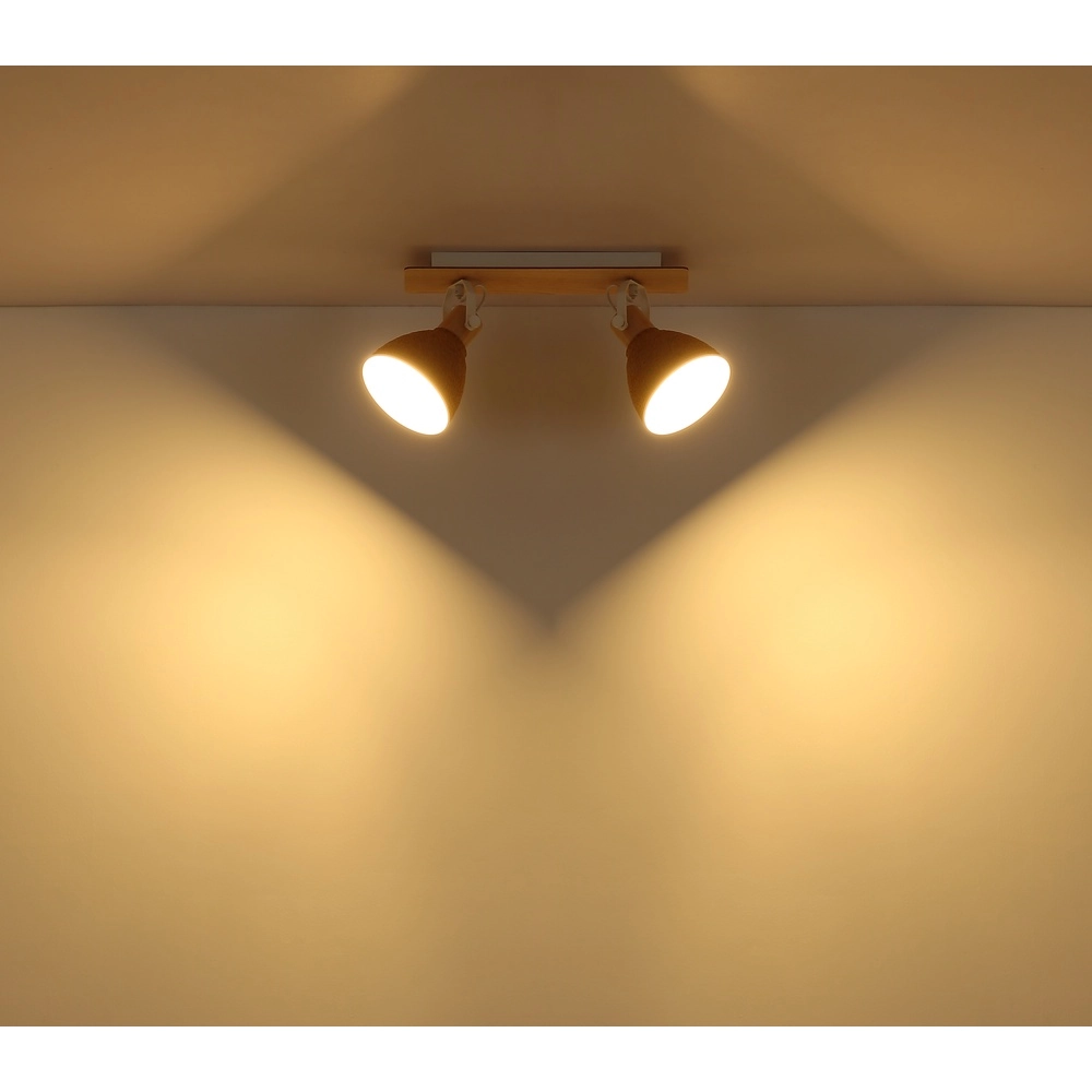 Plafondlamp Lyndon 2-lichts wit met rotan Globo 9007371583744
