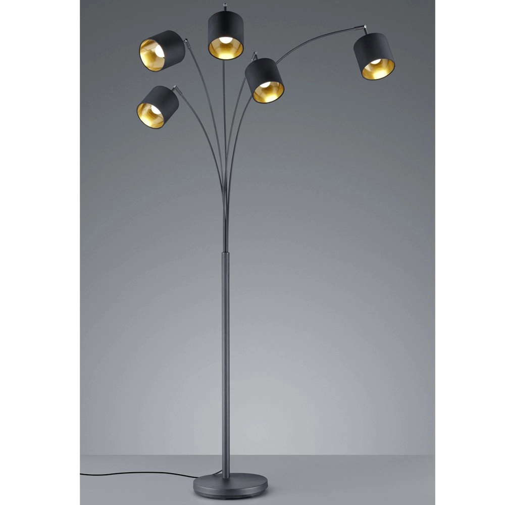 Vloerlamp Tommy 5-lichts zwart met goud Trio 4017807395150