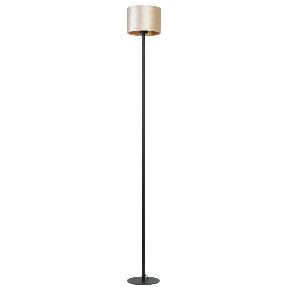 Zwarte vloerlamp Venus 175cm met zandkleurige lampenkap