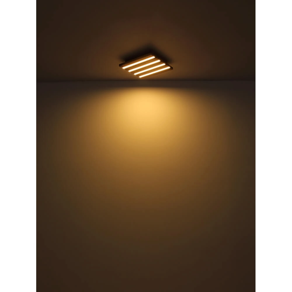 Plafondlamp Hayden zwart met hout vierkant 30cm Globo 9007371507641