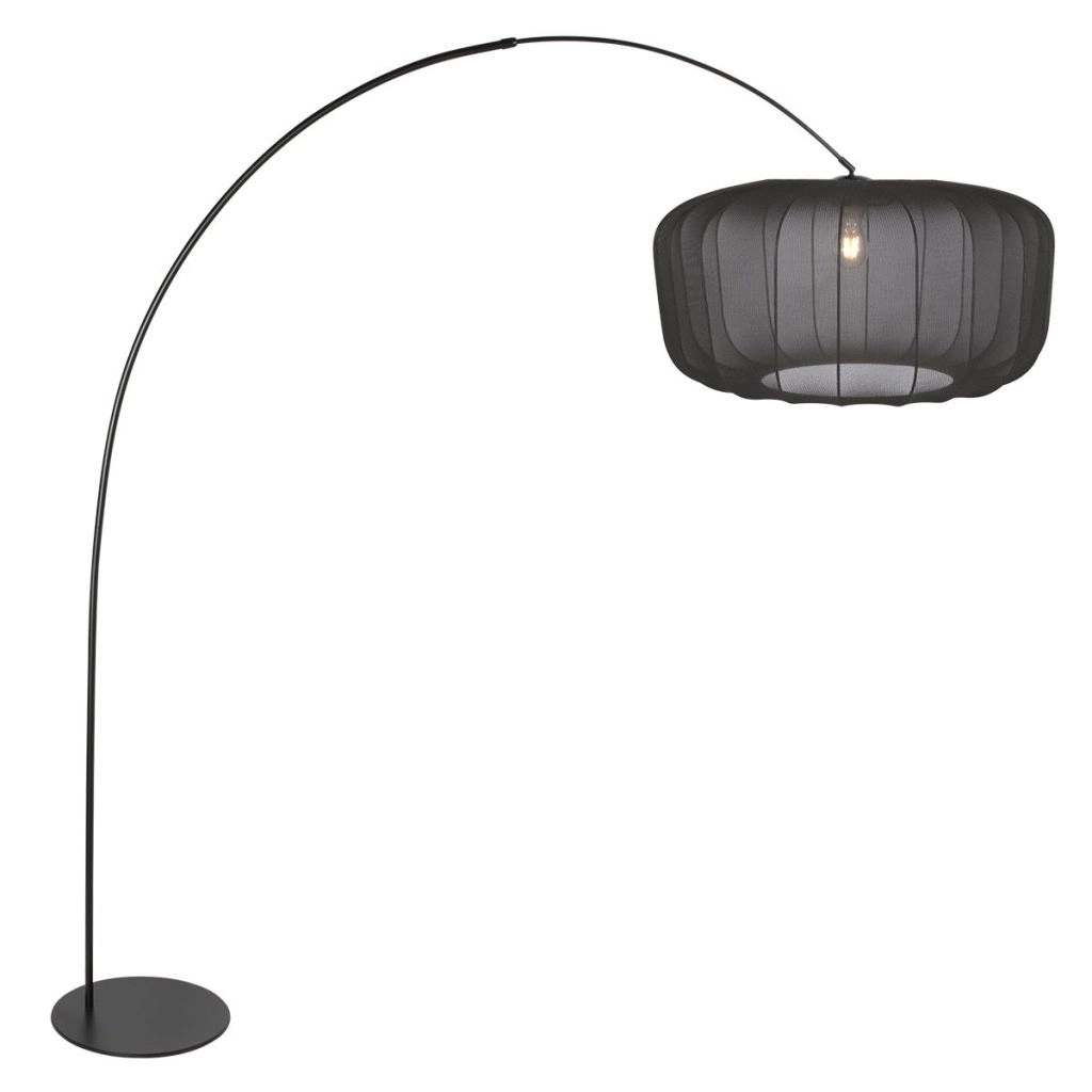 Zwarte booglamp Curve met zwarte kap Ø60cm
