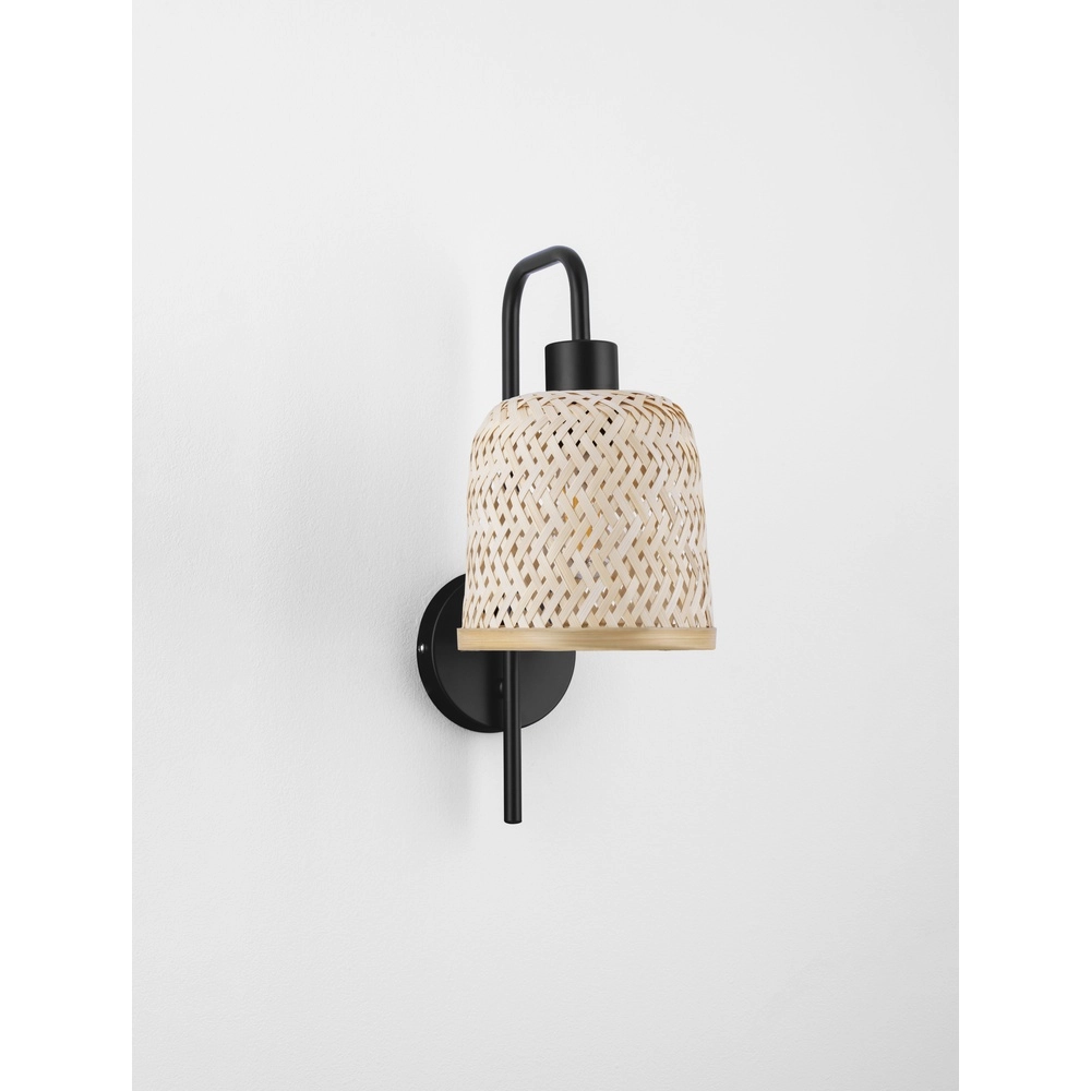 Wandlamp Intra zwart met bamboe kapje Lyora 5212017454812
