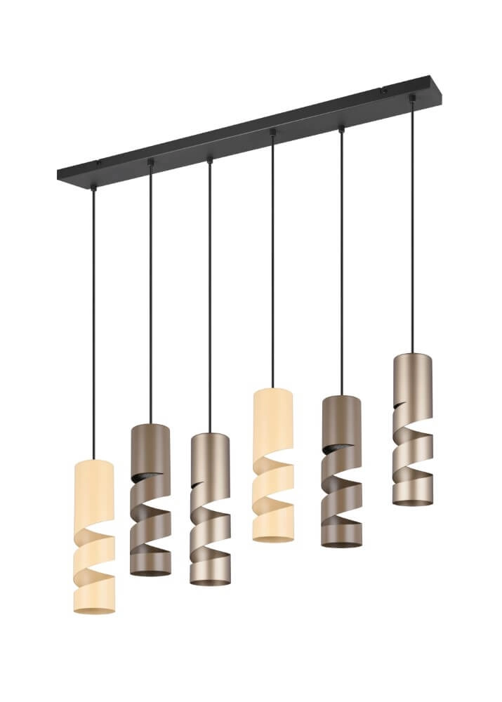 6-lichts koker hanglamp Stream bruine tinten Trio 4017807614039