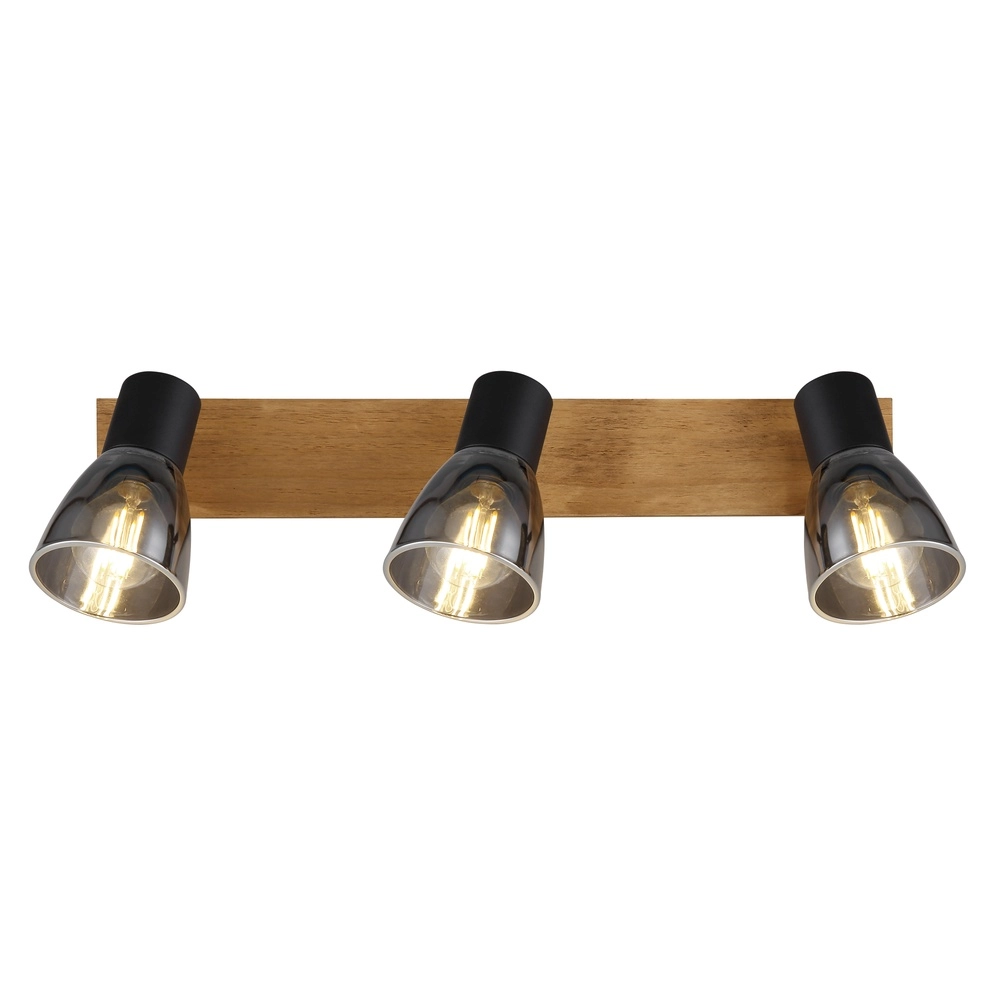 Plafondlamp Claude 3-lichts zwart met hout Globo 9007371431212