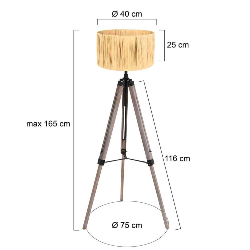 Tripod vloerlamp Triek met strokleurige kap Steinhauer 8712746176117