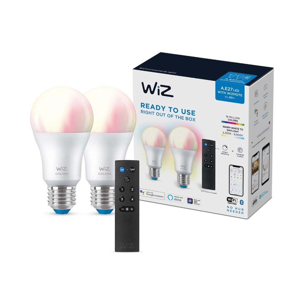 Set 2x 8,5W - E27 - Led met afstandsbediening WiZ 8719514550117