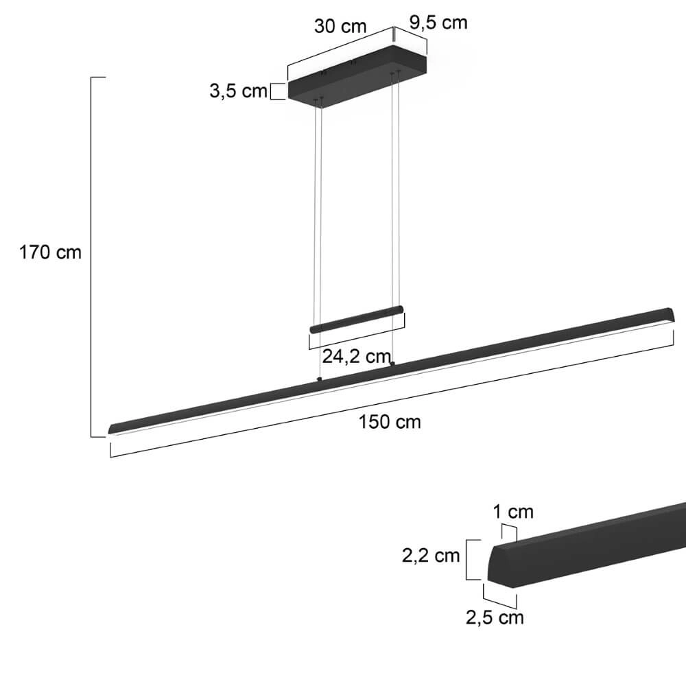 Lange hanglamp Profilo zwart Steinhauer 8712746151374