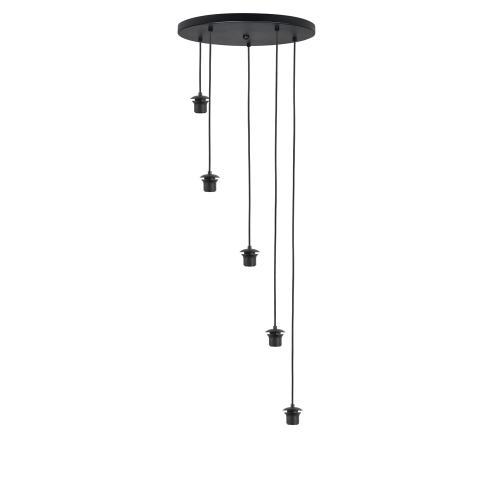 5-lichts hanglamp Fantasy zwart met smoke glas Highlight 8718379041143