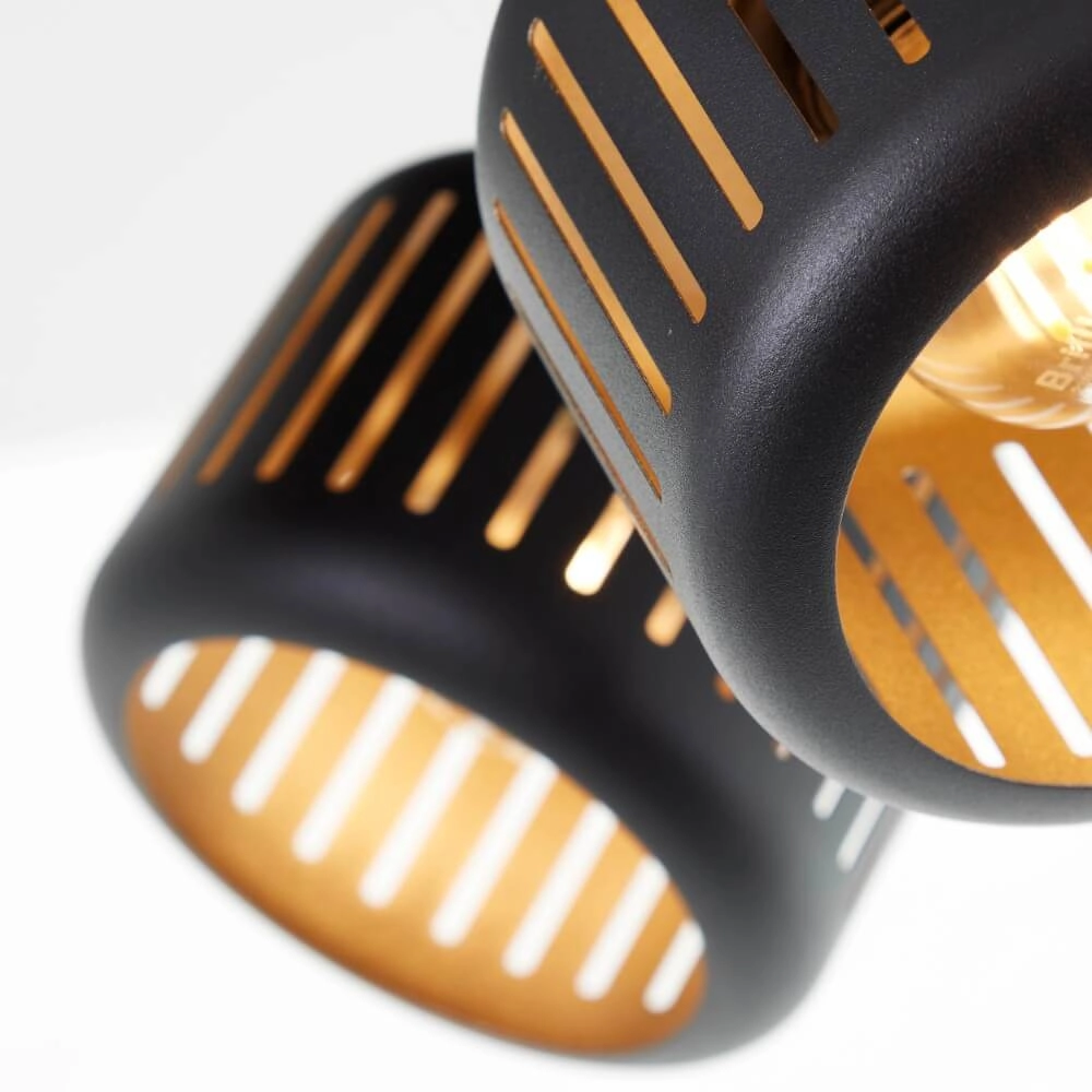 2-lichts plafondlamp Tyas zwart met goud Brilliant 4004353424328