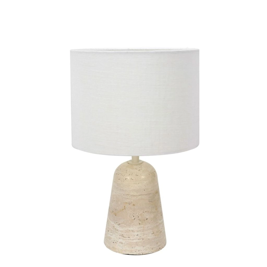 Tafellamp steen Travino met witte kap Ø20cm Steinhauer 8712746183528