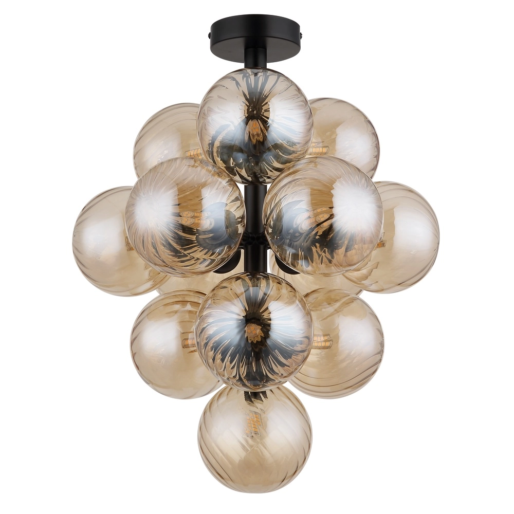 Zwarte plafondlamp Conor met amber glas Globo 9007371518173