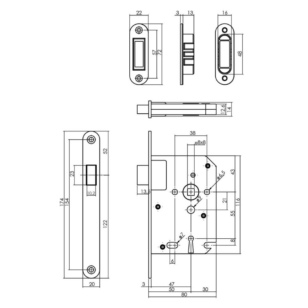 Slotkast klavier Domus magneet RVS afgerond Intersteel 8714186463161