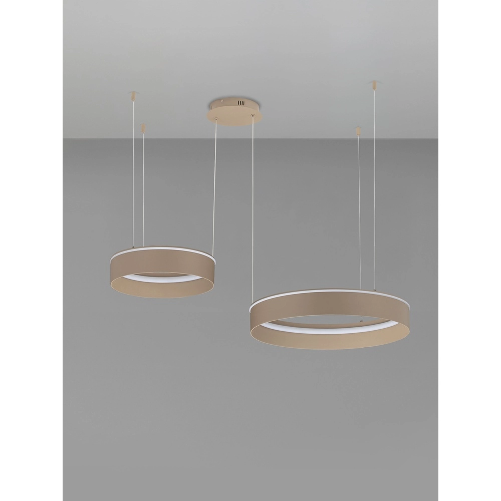 Moderne hanglamp Olivia dubbel zand bruin Lyora 5212017494269