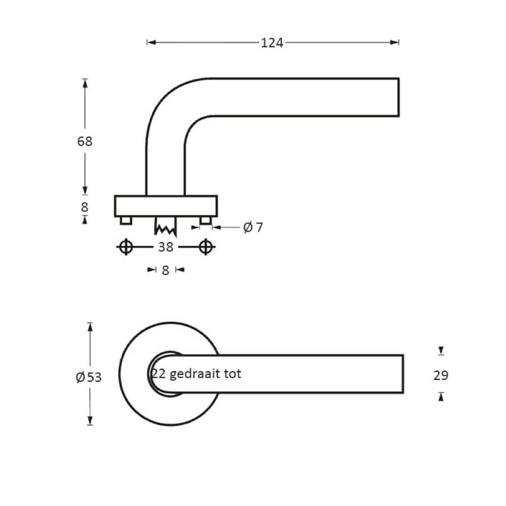 Design deurklink Vlinder rozet met nok RVS Intersteel 8714186130230