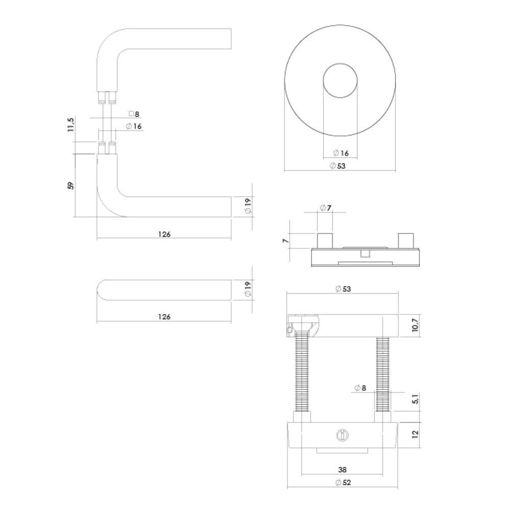 Achterdeurbeslagset Luzern rond RVS Intersteel 8714186697085