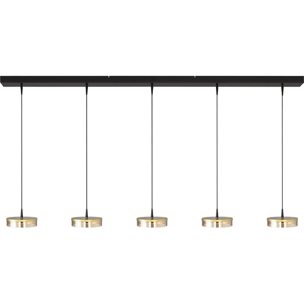 5-lichts hanglamp Imperia 160cm zwart met goud