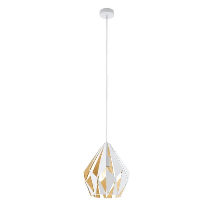 Hanglamp Carlton 1 31cm wit met goudkleurig
